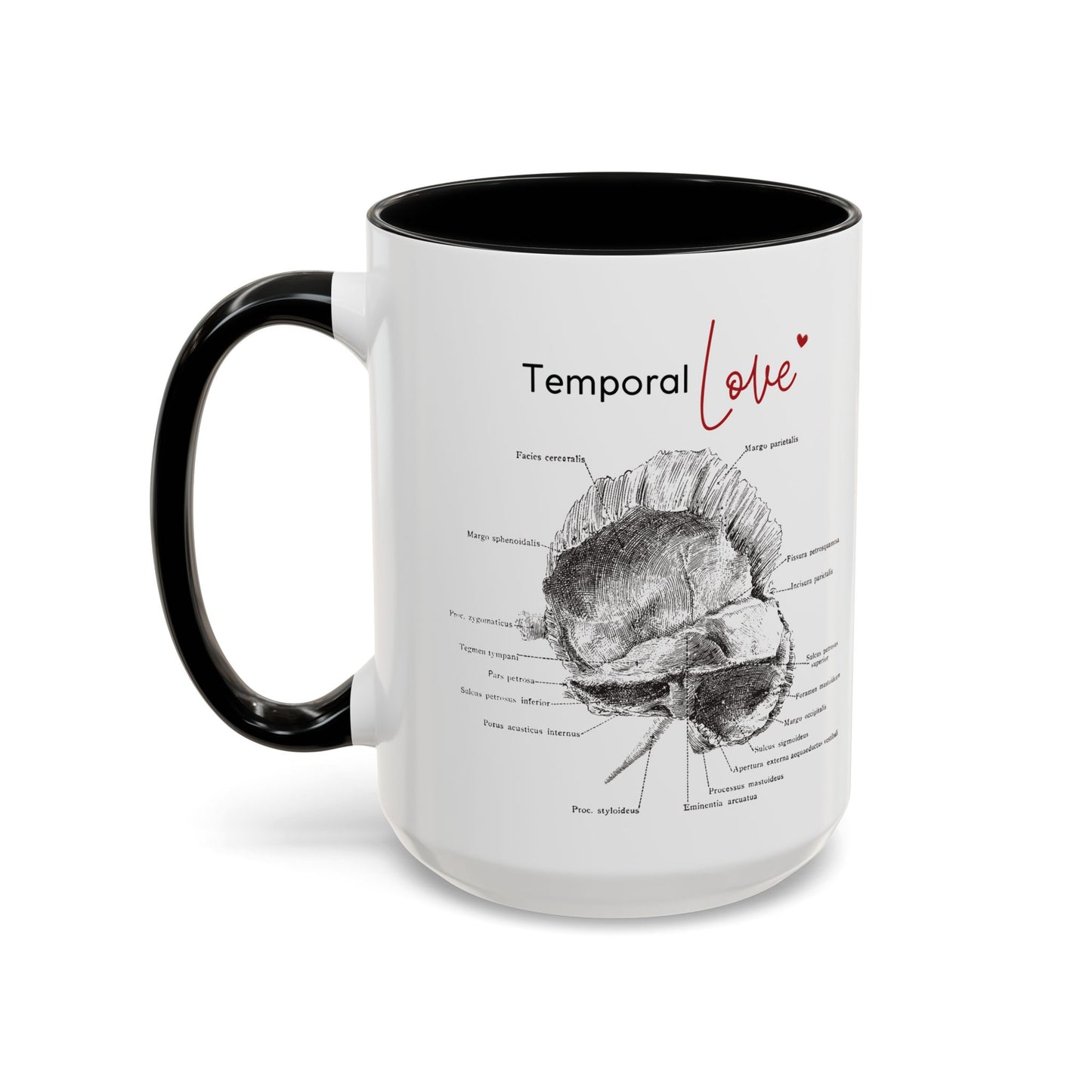 Temporal love Anatomy Lovers Club Coffee Mug, Medical Humor, Gift for Science Lovers, Unique Anatomical Design, Black Accent Mug