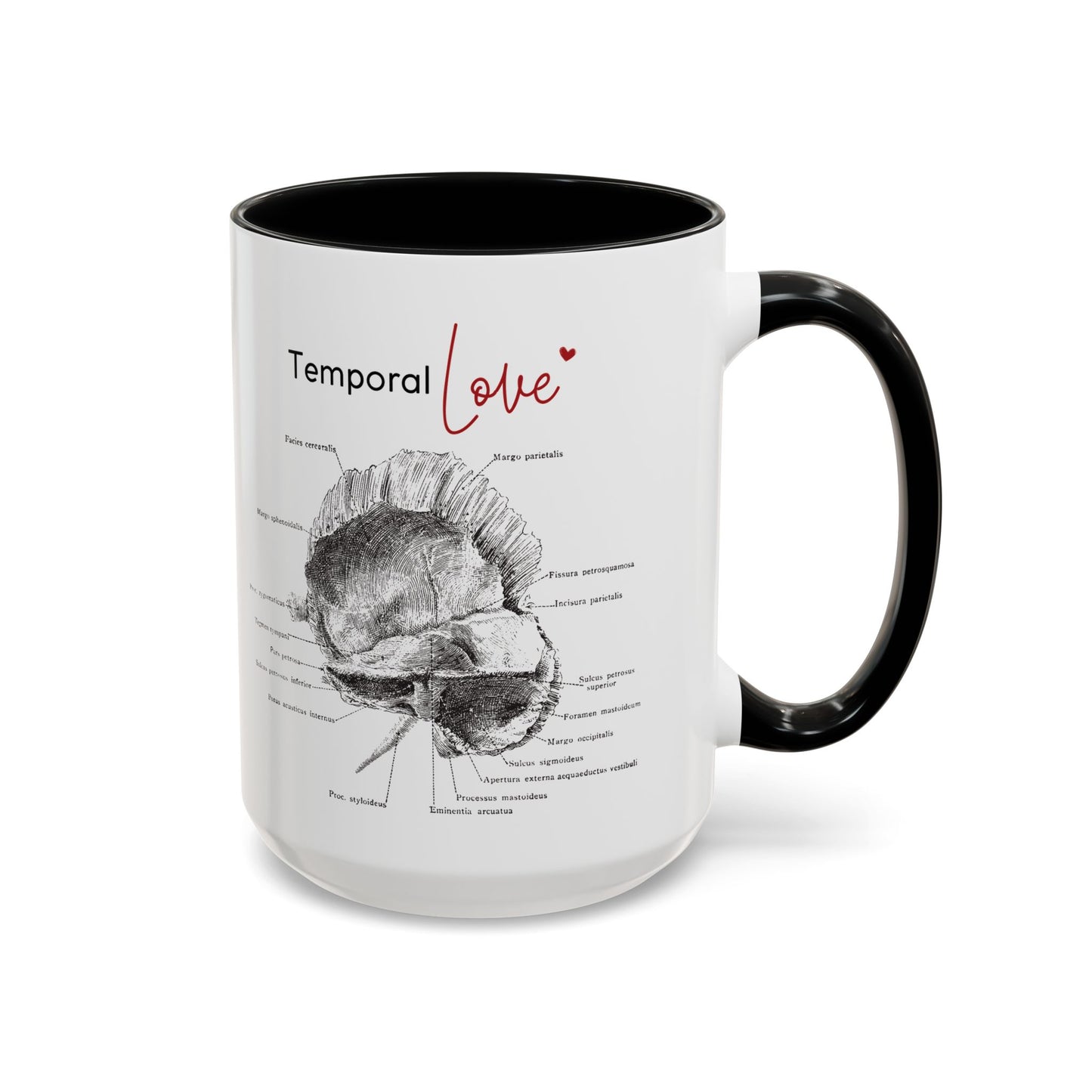 Temporal love Anatomy Lovers Club Coffee Mug, Medical Humor, Gift for Science Lovers, Unique Anatomical Design, Black Accent Mug