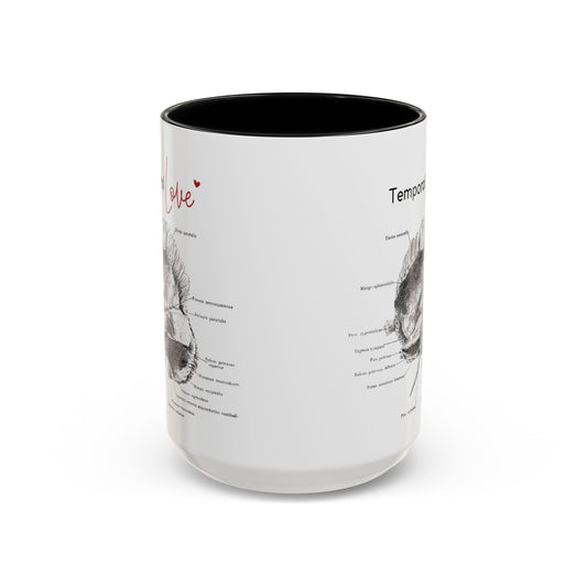 Temporal love Anatomy Lovers Club Coffee Mug, Medical Humor, Gift for Science Lovers, Unique Anatomical Design, Black Accent Mug