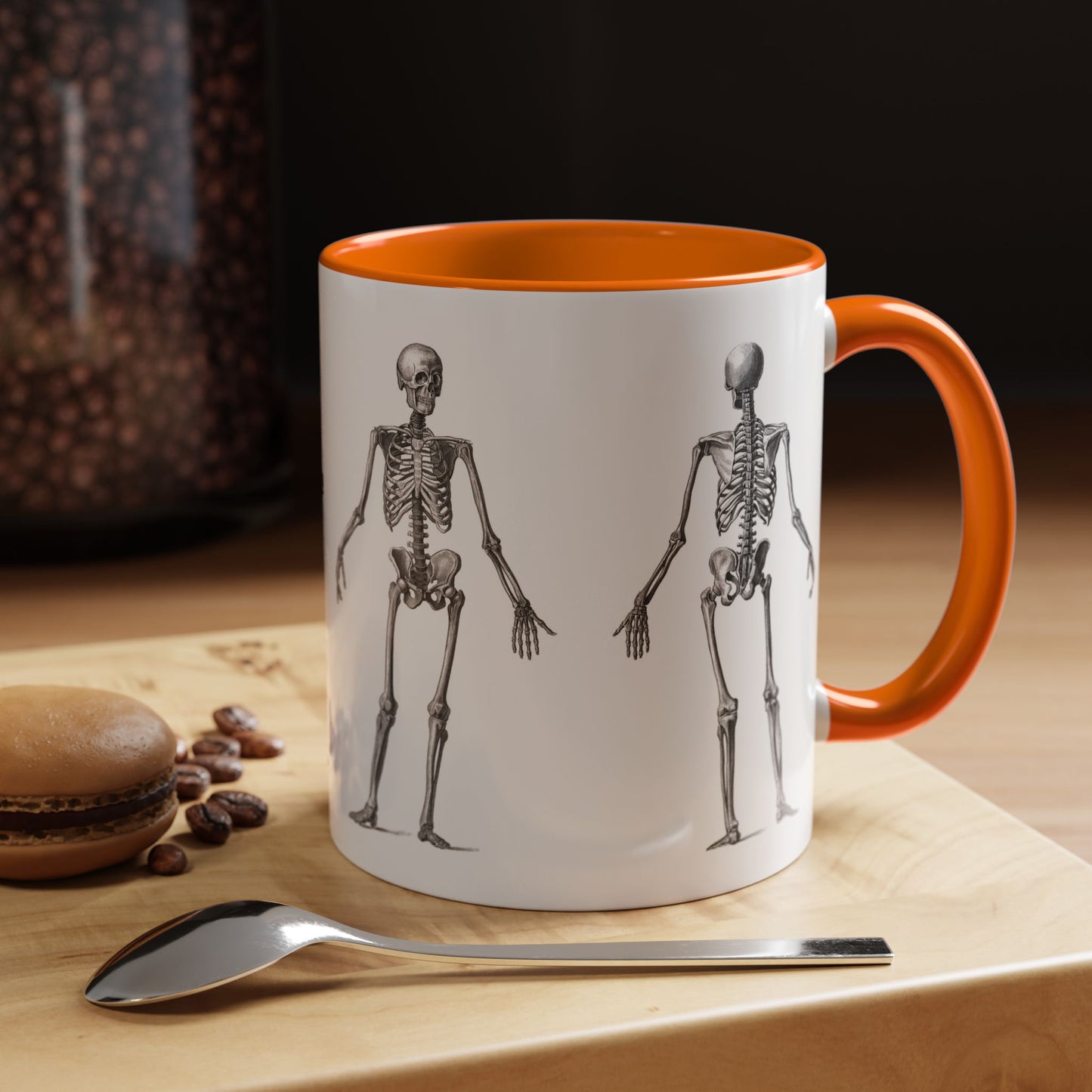 Anatomy Skeleton Accent Coffee Mug, Medical Student Doctor Nurse Gift, Anatomical Diagram, Halloween Mug, Biology Teacher Gift,