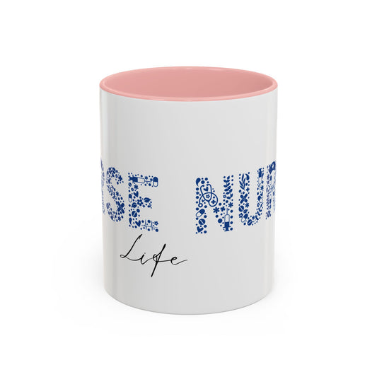 Nurse Life Blue Mug, Floral RN Coffee Cup, Cute Nurse Gift Idea, Medical Worker Mug, Nursing Student Mug, Nurse Appreciation Mug