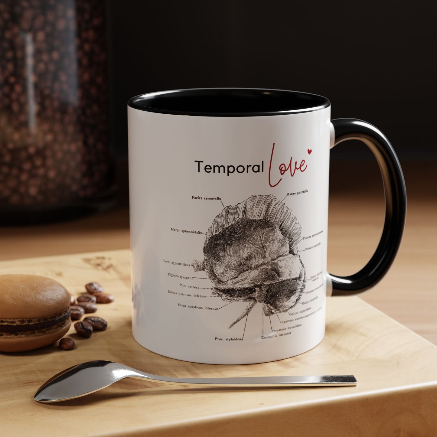 Temporal love Anatomy Lovers Club Coffee Mug, Medical Humor, Gift for Science Lovers, Unique Anatomical Design, Black Accent Mug