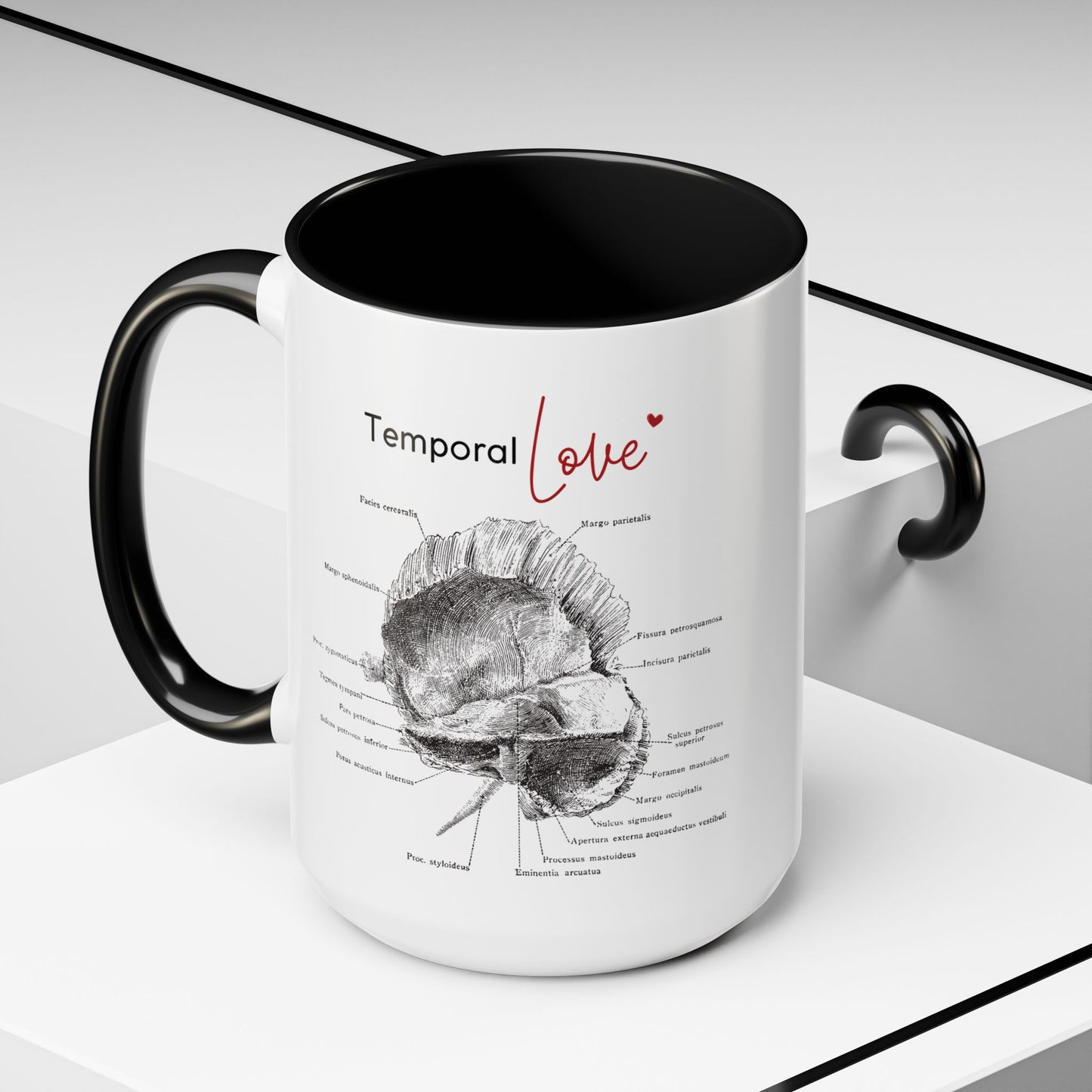 Temporal love Anatomy Lovers Club Coffee Mug, Medical Humor, Gift for Science Lovers, Unique Anatomical Design, Black Accent Mug