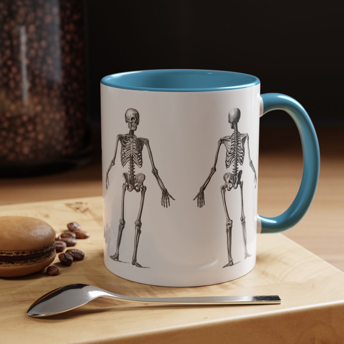 Anatomy Skeleton Accent Coffee Mug, Medical Student Doctor Nurse Gift, Anatomical Diagram, Halloween Mug, Biology Teacher Gift,