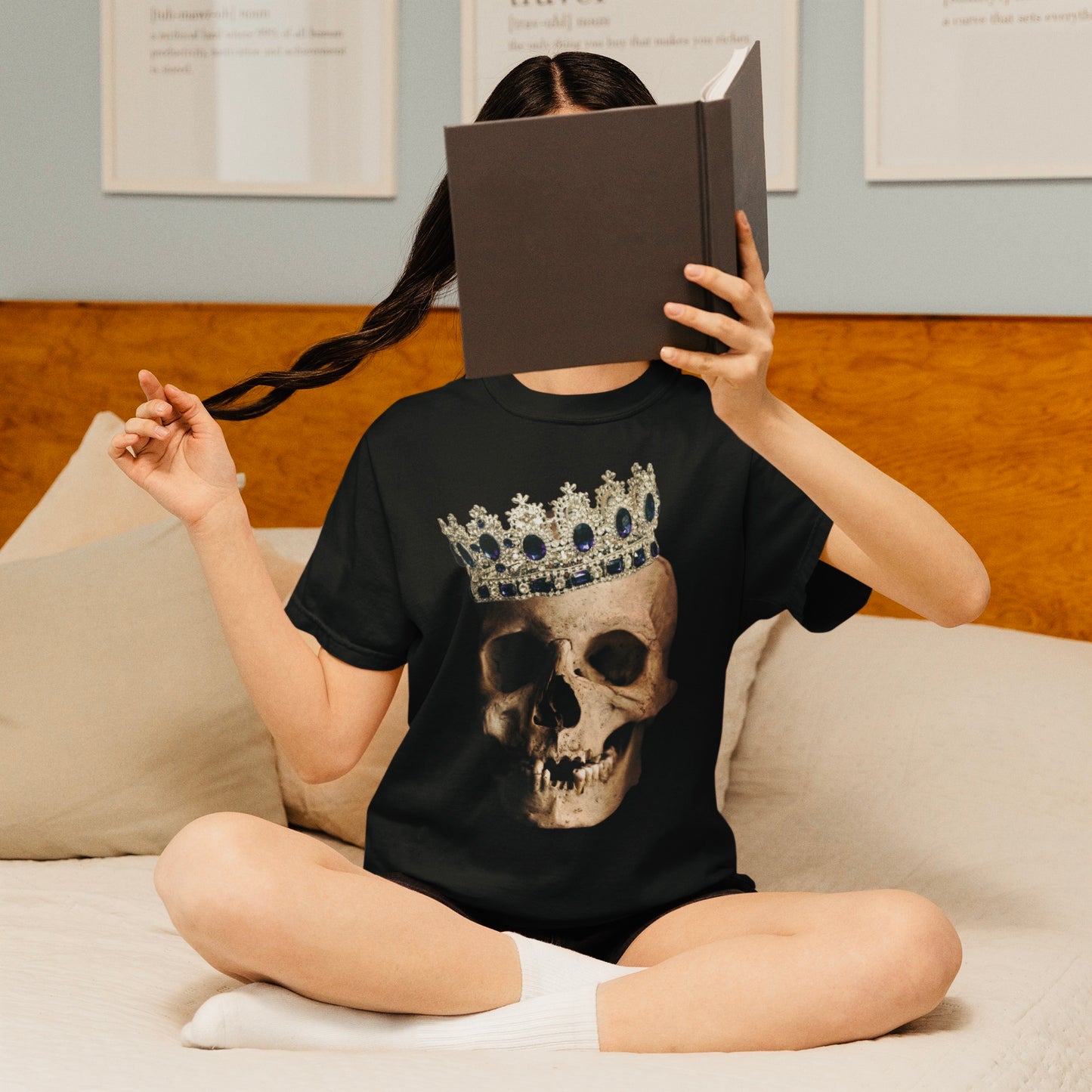 Realistic Human Skull Tshirt, Crown Sapphire Tshirt, Gothic Black, Anatomy Sapphire, Halloween Shirt, Alternative Apparel, Dark Fashion Top