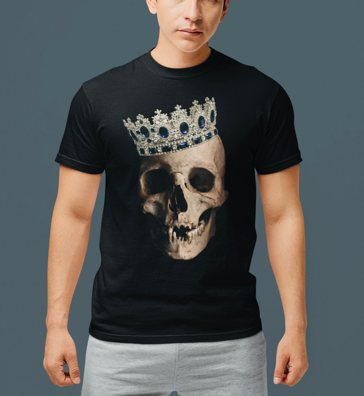 Realistic Human Skull Tshirt, Crown Sapphire Tshirt, Gothic Black, Anatomy Sapphire, Halloween Shirt, Alternative Apparel, Dark Fashion Top