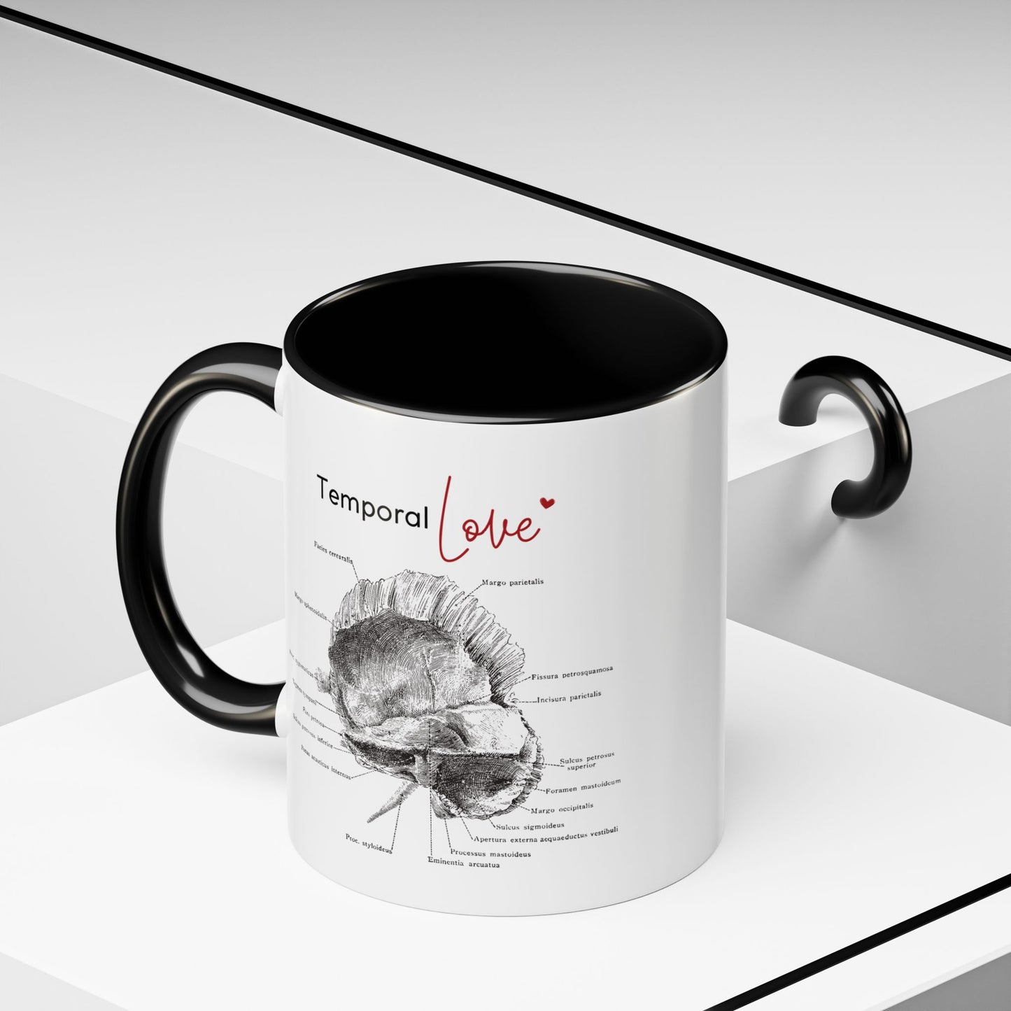 Temporal love Anatomy Lovers Club Coffee Mug, Medical Humor, Gift for Science Lovers, Unique Anatomical Design, Black Accent Mug