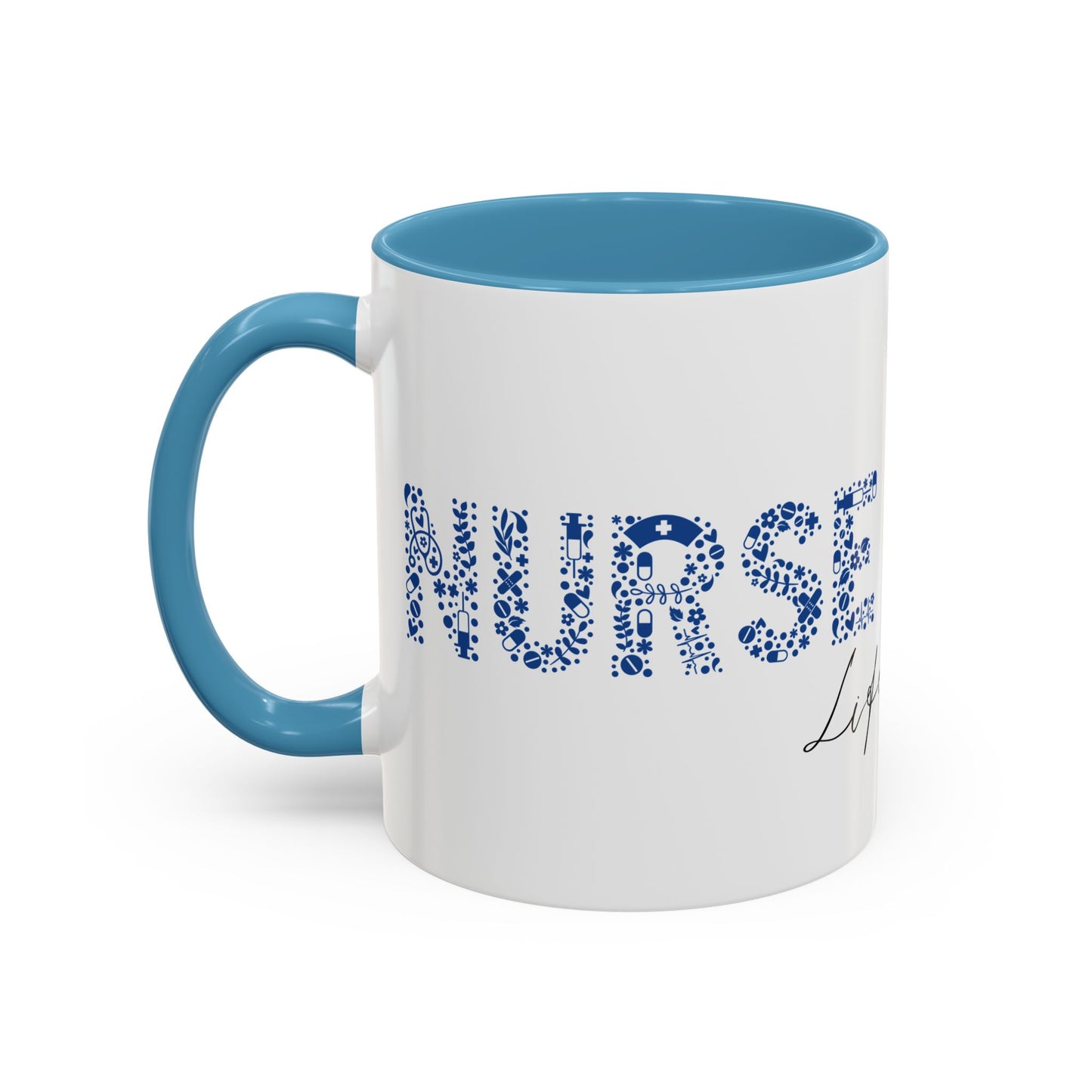 Nurse Life Blue Mug, Floral RN Coffee Cup, Cute Nurse Gift Idea, Medical Worker Mug, Nursing Student Mug, Nurse Appreciation Mug