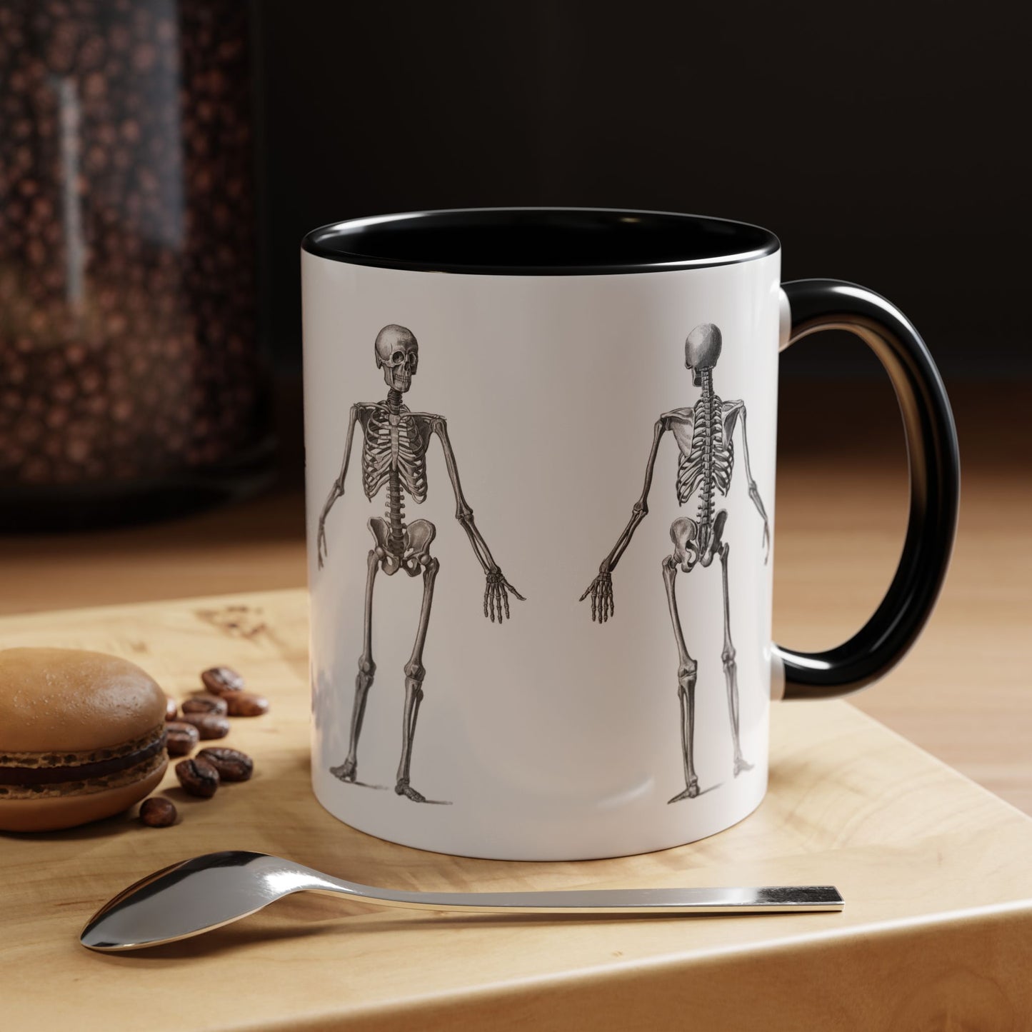 Anatomy Skeleton Accent Coffee Mug, Medical Student Doctor Nurse Gift, Anatomical Diagram, Halloween Mug, Biology Teacher Gift,